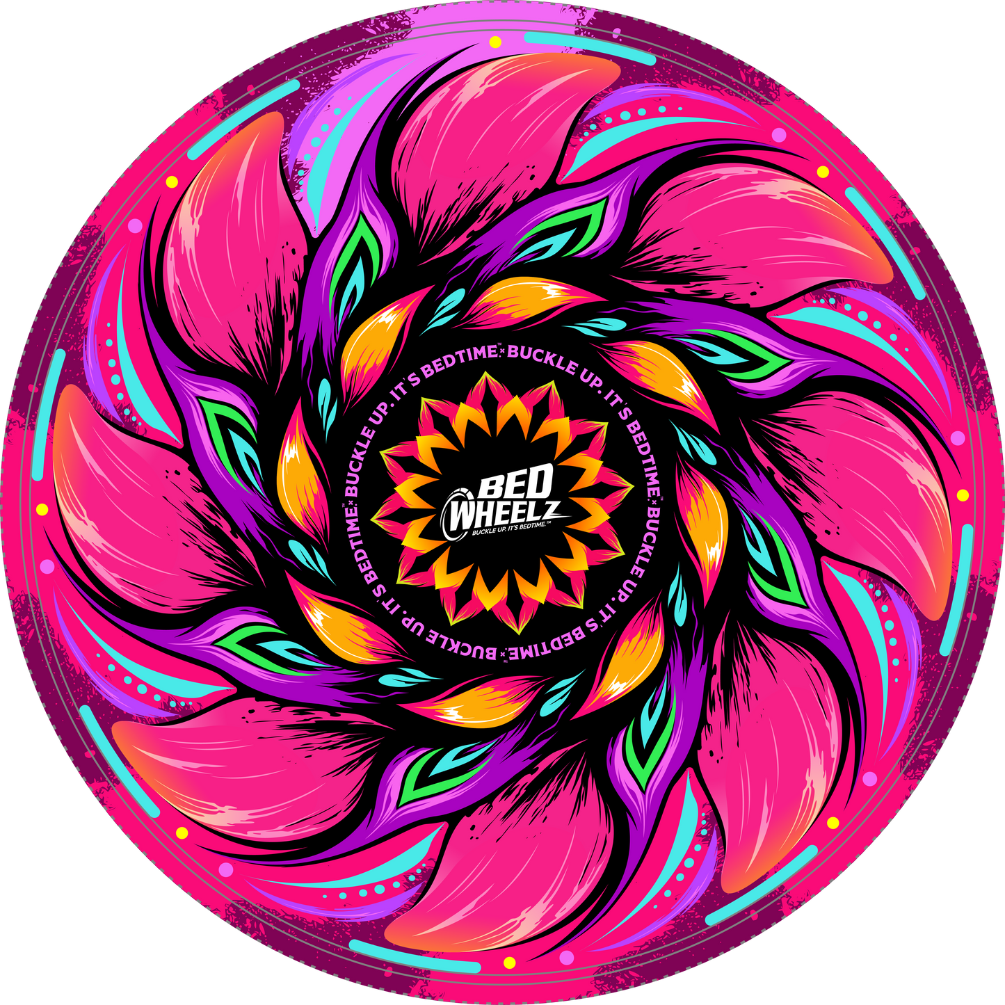 BedWheelz Petal Power flower vinyl sticker on a printed backing card