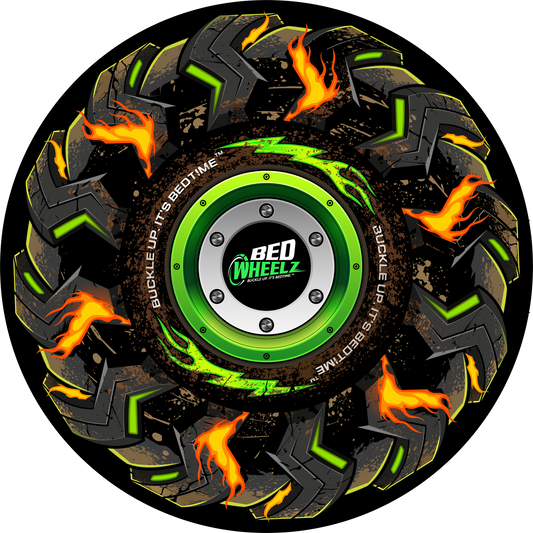 BedWheelz Monster Truck vinyl sticker on a printed backing card